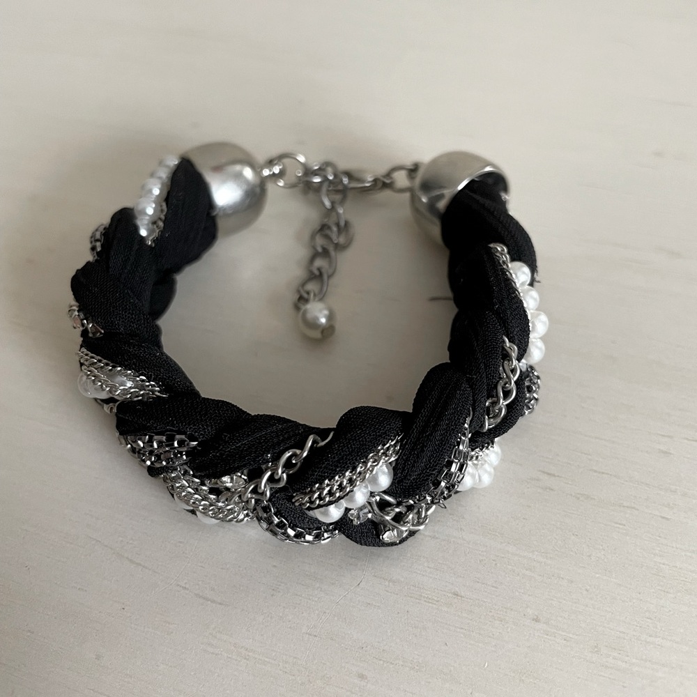 Black and Silver Braided Bracelet